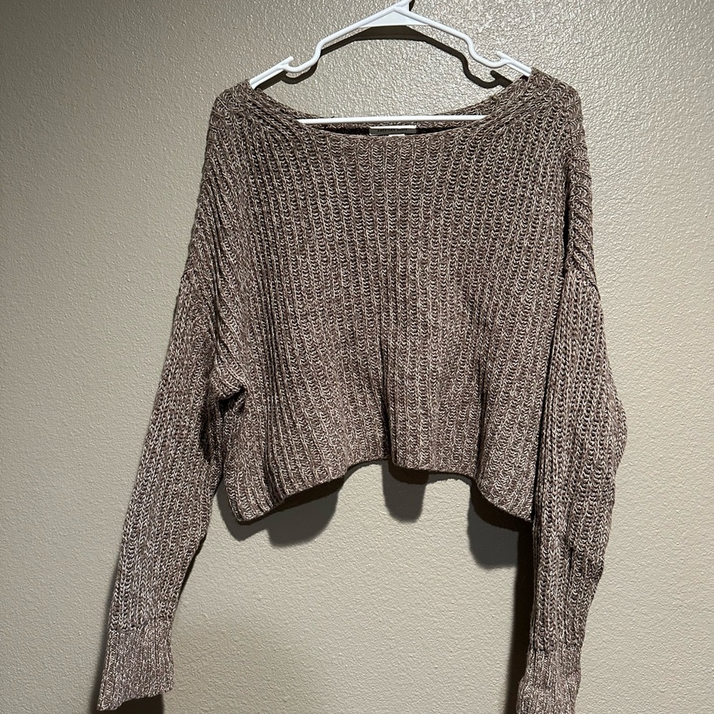 American Eagle Brown Off-the-Shoulder Sweater